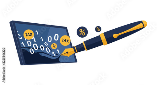 Digital Tax Filing and Online Financial Management Concept Illustration