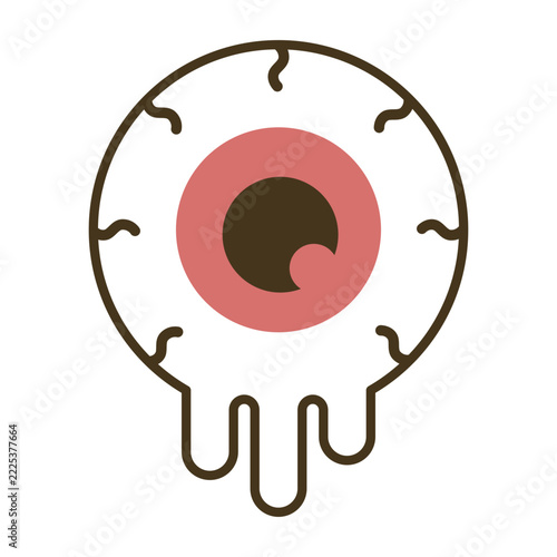 Spooky creepy eyeball icon for Halloween horror and monster design
