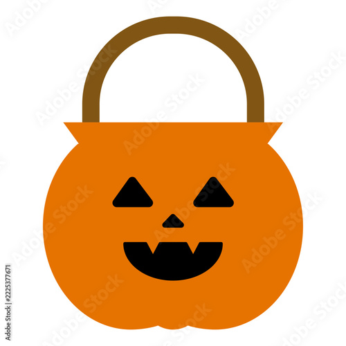 Orange pumpkin candy bag icon for Halloween trick or treat celebration