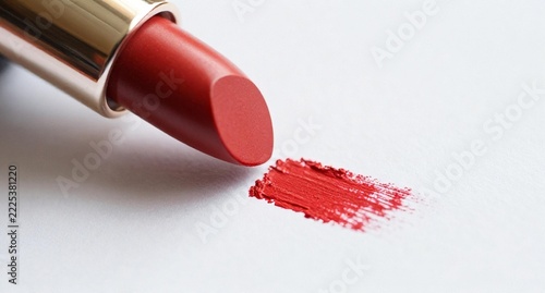 Red Lipstick Swatch On White Background Lipstick Makeup Cosmetics
