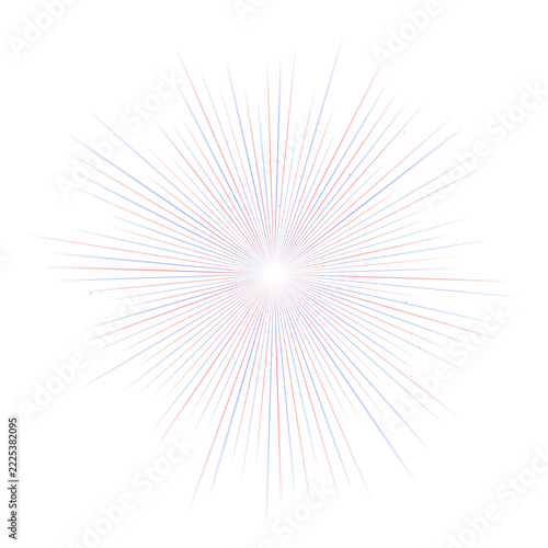 Red and blue fireworks burst isolated transparent background