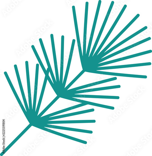 Pine branch line icon featuring evergreen needles for winter design