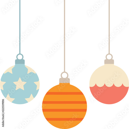 Christmas baubles flat vector illustration set for holiday decoration