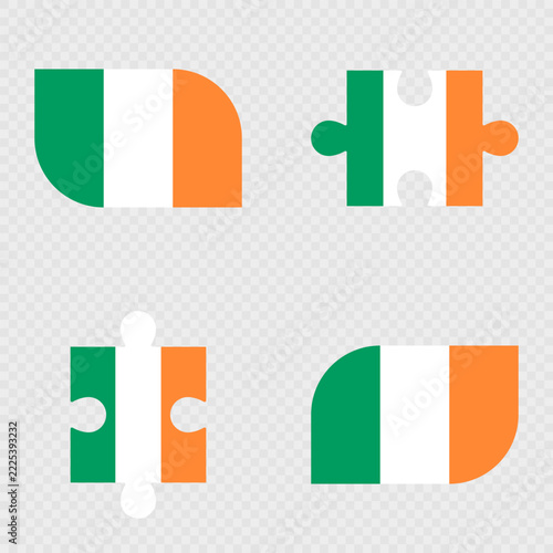 Ireland Flag Rounded Shapes and Puzzle Set.