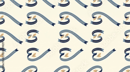 Ribbon Scroll Leaflets Seamless Pattern