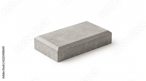 A single gray paving stone with a bevelled edge, isolated on a white background, suitable for landscaping and construction projects