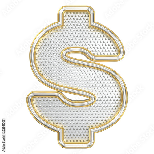 Metallic 3D dollar currency symbol