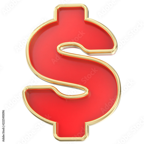 Red dollar sign with gold outline