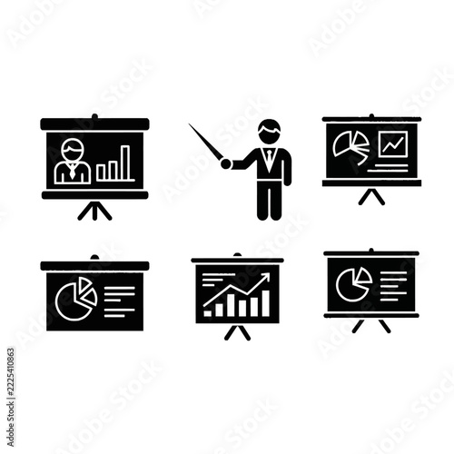 Business Presentation and Data Analysis Icons Set