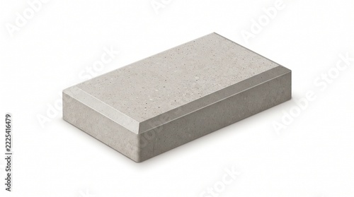 Rectangular concrete paver block, a durable building material essential for construction and landscaping projects, isolated on a crisp white background