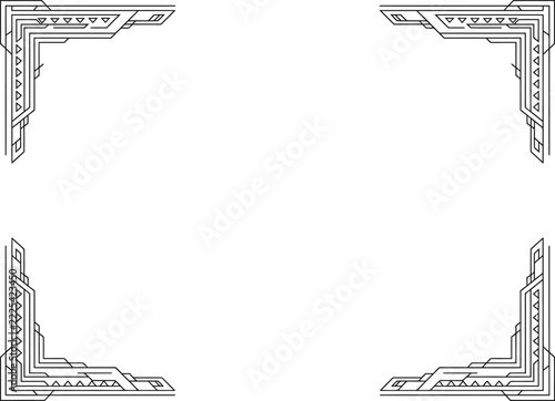 Vintage art deco corner frames with geometric lines for elegant invitations