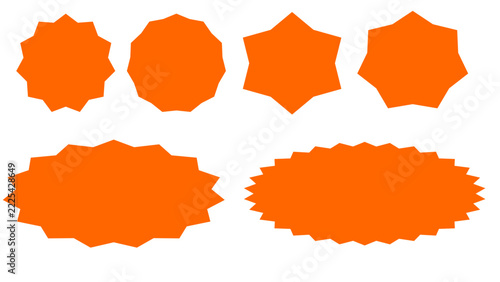 Set of orange starburst shapes for promotional sale badges and