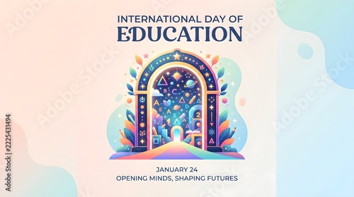 International Day of Education Magical Door to Learning School Poster