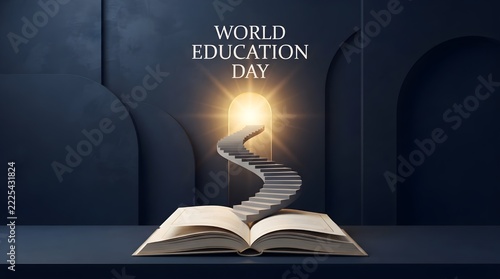 World Education Day Stairway of Knowledge School Poster Design