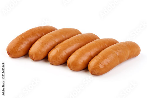 Obraz na plátně Delicious grilled sausages isolated on a white background