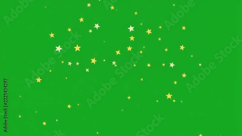 Tiny Sparkling Stars Gently Falling from Above on Chroma Green