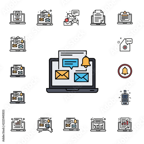 Digital Communication and Notification Icons Set