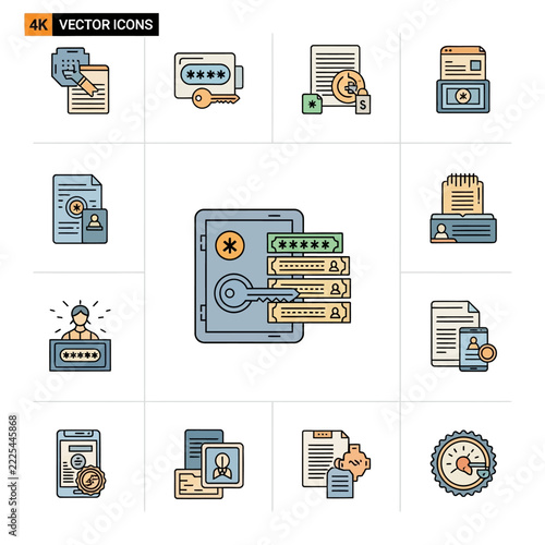 Digital Security, Data Protection, and Access Control Icons Set