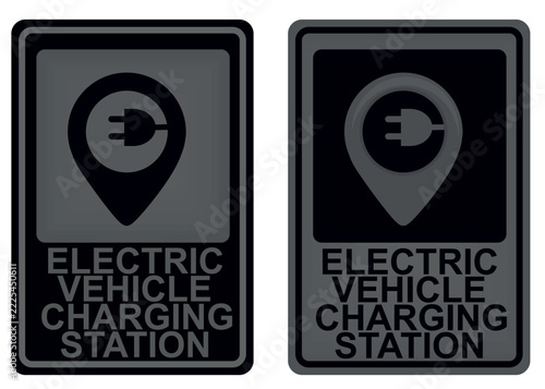 Electric vehicle charging station sign. vector