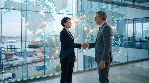 Business Partnership Agreement in Modern Corporate Environment with Global Connectivity