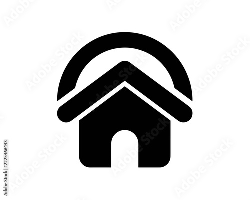 Home icon featuring house silhouette with arch for web interface and mobile app design