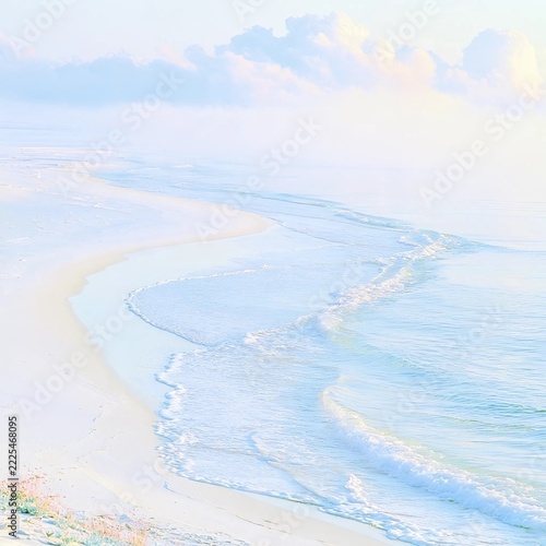 Dreamy Pastel Beach Background with Soft Ocean Waves