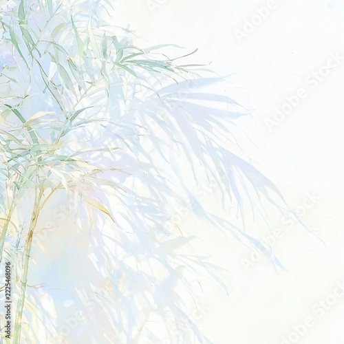 Minimalist botanical background, bamboo leaves, leaf shadows, minimalist background, nature background, pastel background, bamboo shadow, white backgrou Leaf Shadows on Soft White Botanical Background