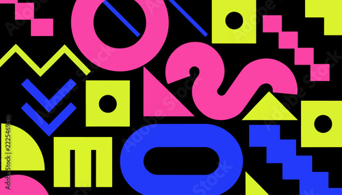 Vibrant abstract geometry creating a bold decorative background with Memphis character