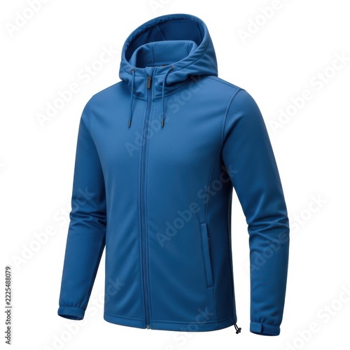 Blue waterproof winter jacket with hood for men