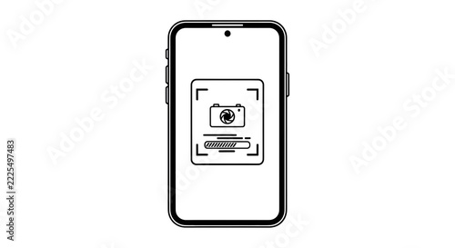 Smartphone camera icon with loading progress on a white background