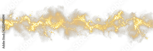 Golden sparkle PNG overlay with luminous glitter wave and glowing star particles, on transparent background