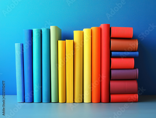 A Tower of Books Displayed in a Stunning Color Gradient