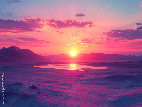Dramatic Sunrise Over Endless Dunes and Open Sky