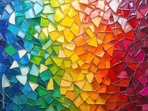 Artistic Composition of Shattered Glass in Vivid Colors