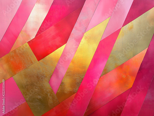 Bold Abstract Geometric Patterns with Pink and Gold Highlights
