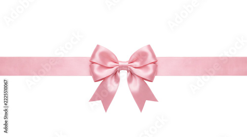 Fotografie Delicate pink satin ribbon bow isolated on transparent background