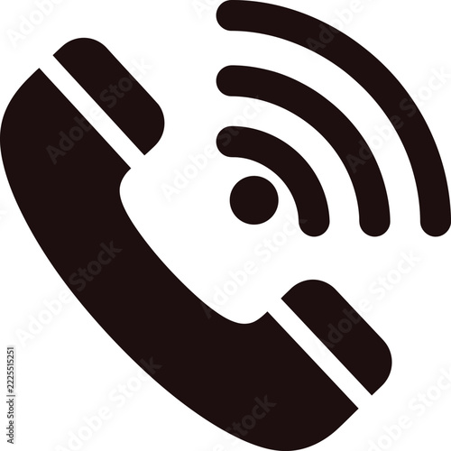 Telephone call icon featuring handset and signal waves for contact us UI UX design
