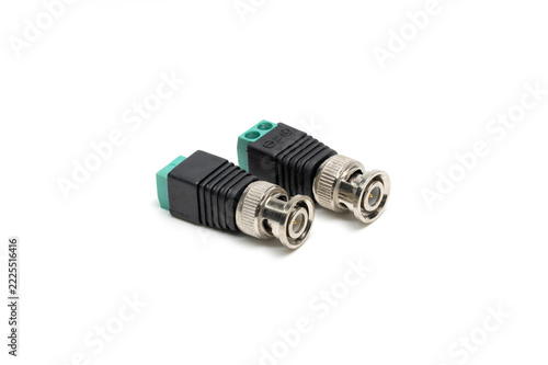 Two BNC terminal adapters side by side white