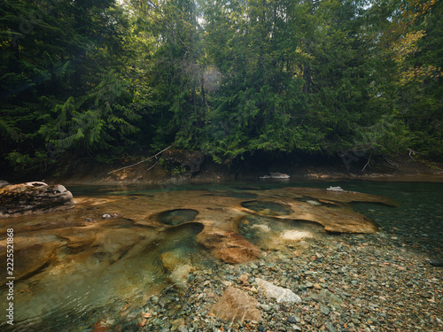 Potholes on a river on Vancouver island
