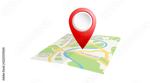 Red Map Pin on Folded Map