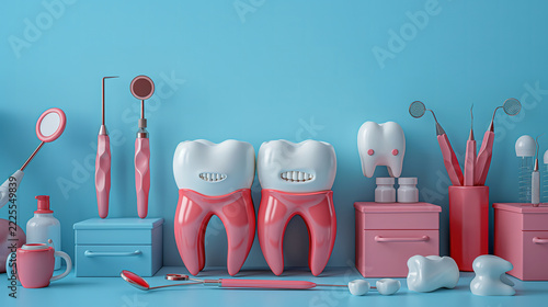 Dental Care Equipment and Teeth Model in Clinic Setting