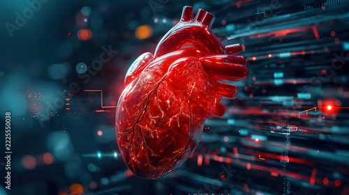 Modern Medical Concept with Futuristic Red Heart