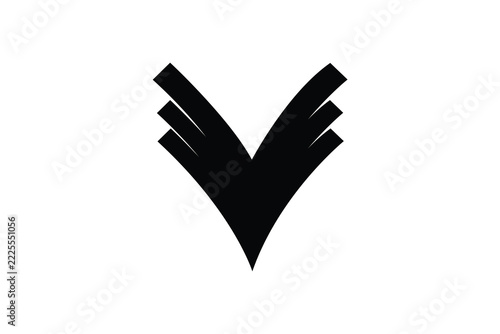 Abstract Black Winged Letter V Logo Icon Vector Illustration