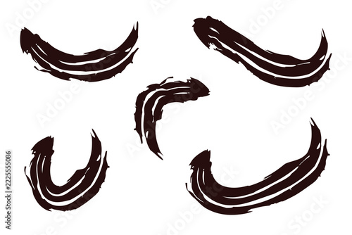 Abstract Dark Brown Brush Stroke Swooshes Set Vector Illustration
