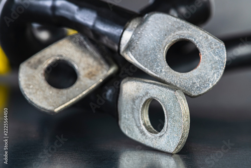 Ring Cable Lugs on Electrical Wires Close Up