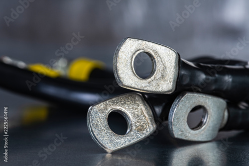 Ring Cable Lugs on Electrical Wires Close Up