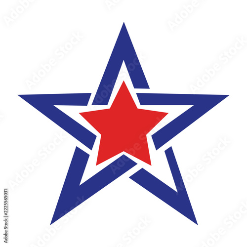 Red and Blue Five Point Star Logo on White Background
