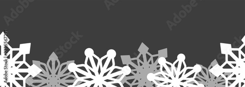 Snowflake seamless border. Vector flat hand-drawn illustration