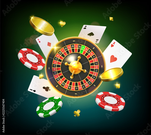 Casino and gambling banner. Vector 3D hand-drawn illustration.