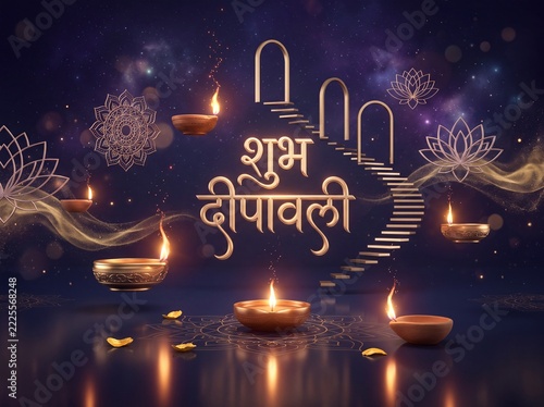 Shubh Deepawali Background with Greetings